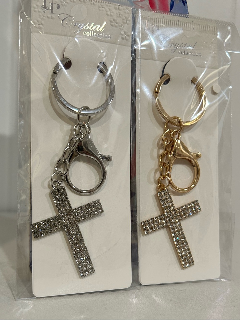 Rhinestone Cross Keychain - Silver or Gold - Picture 3 of 3